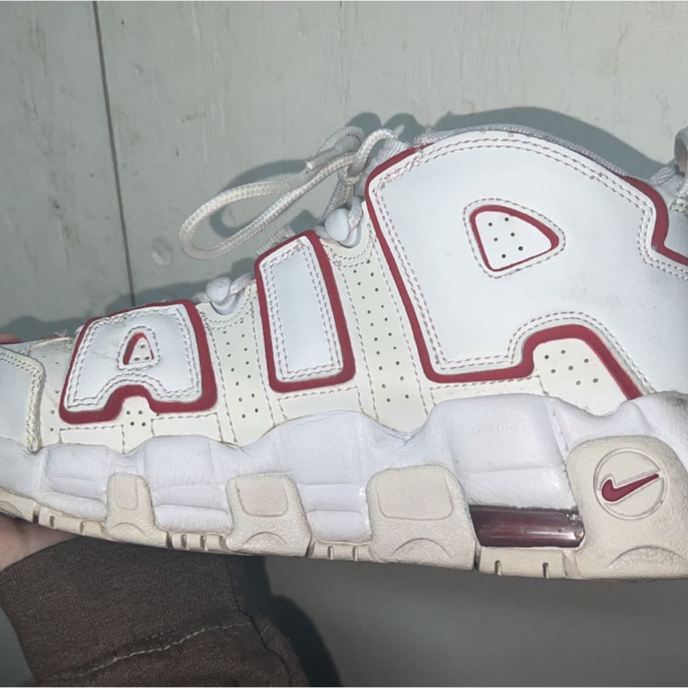 White and red Nike uptempo